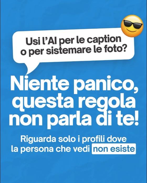 Carosello Unlike Academy, slide 2 di 4: Instagram, profili AI e etichetta